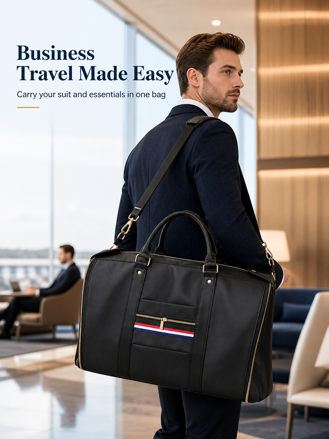 Men'S Shoes For Suits - Premium Black Garment Duffel Bag Travel