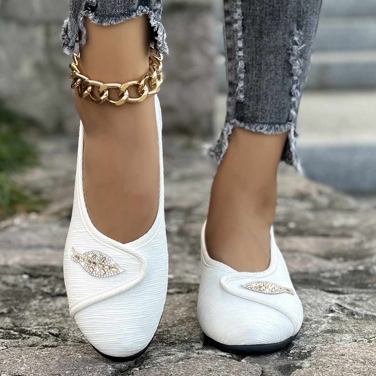 Men Shoes On - Women's Elegant Rhinestone Flat Shoes 2025