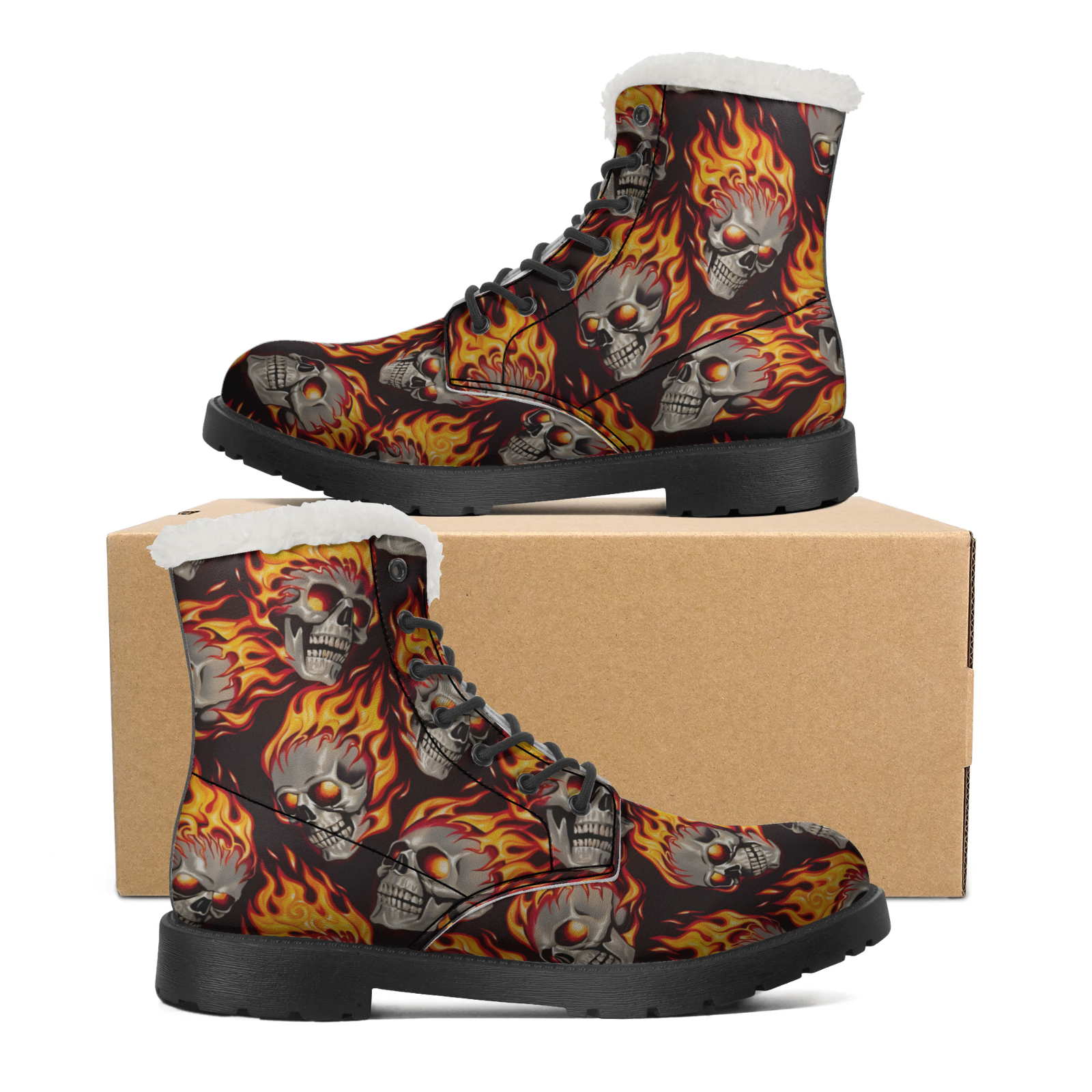 Fire Skull Patterns Snow Boots - Men Shoes Eu To Us Size recensie en prijs